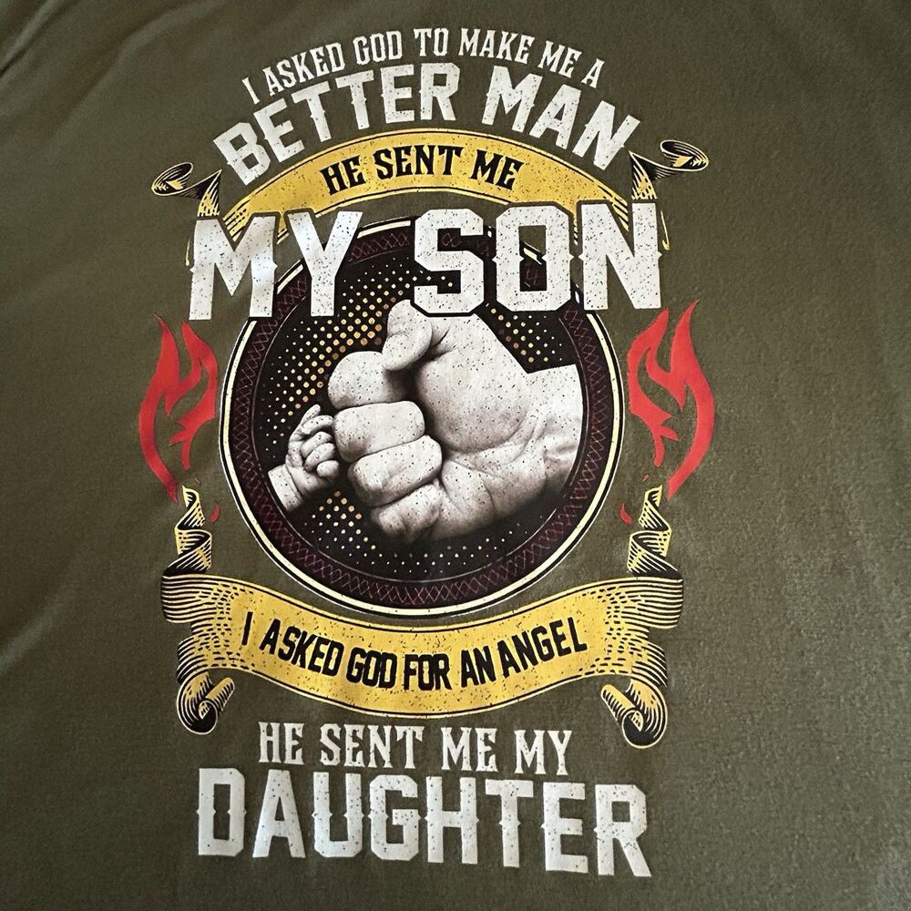 Men's Graphic Print Green Polyester T-Shirt XXXL Short Sleeve Proud Father Dad